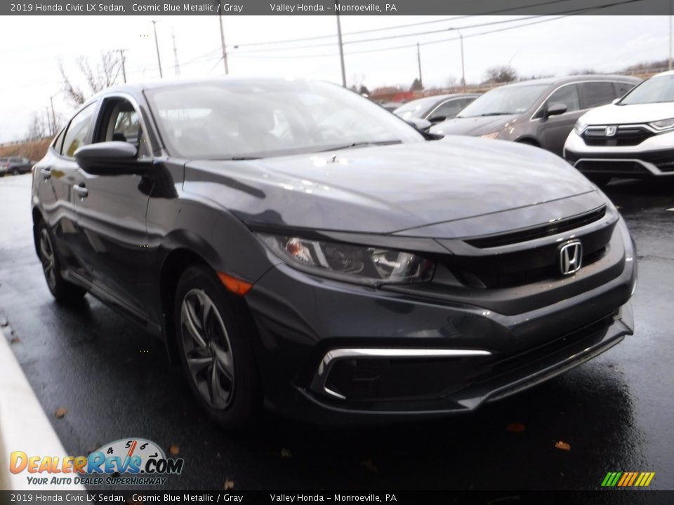 2019 Honda Civic LX Sedan Cosmic Blue Metallic / Gray Photo #5