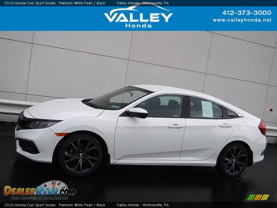 2019 Honda Civic Sport Sedan Platinum White Pearl / Black Photo #2