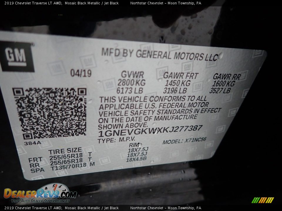 2019 Chevrolet Traverse LT AWD Mosaic Black Metallic / Jet Black Photo #28