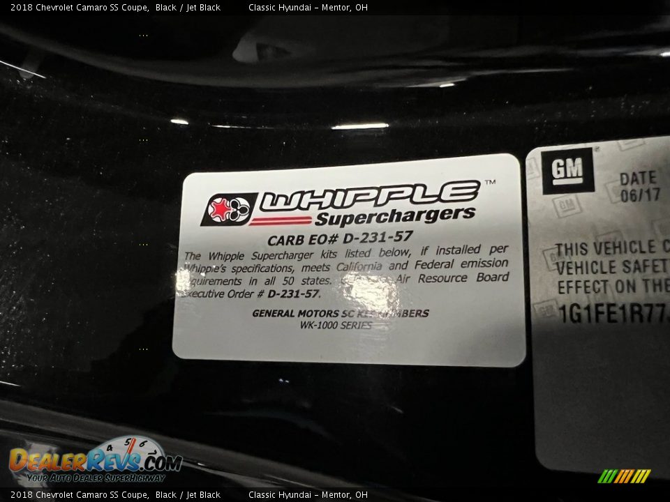 2018 Chevrolet Camaro SS Coupe Black / Jet Black Photo #15