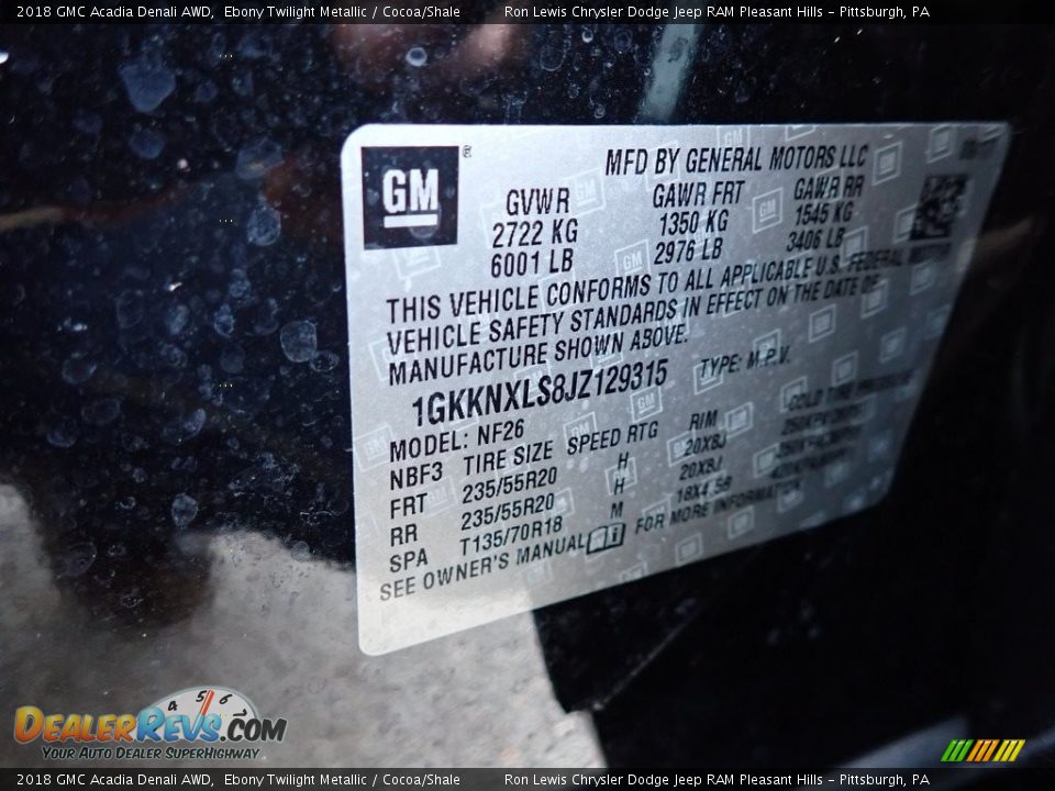2018 GMC Acadia Denali AWD Ebony Twilight Metallic / Cocoa/Shale Photo #15