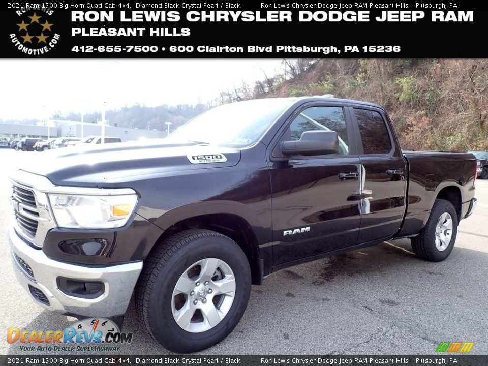 2021 Ram 1500 Big Horn Quad Cab 4x4 Diamond Black Crystal Pearl / Black Photo #1