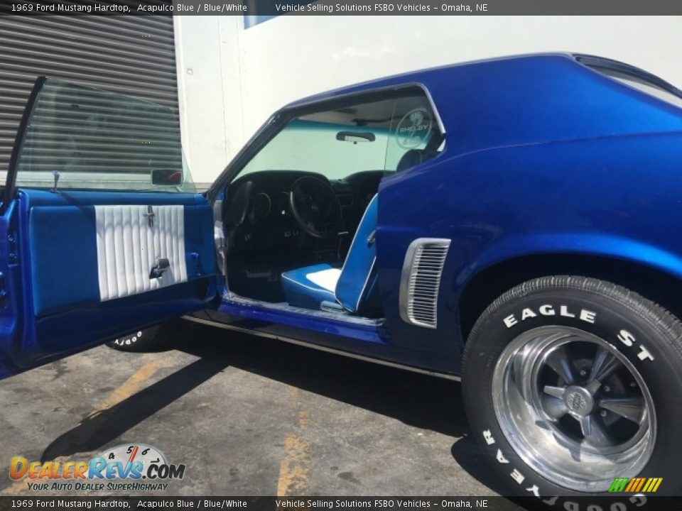 1969 Ford Mustang Hardtop Acapulco Blue / Blue/White Photo #16
