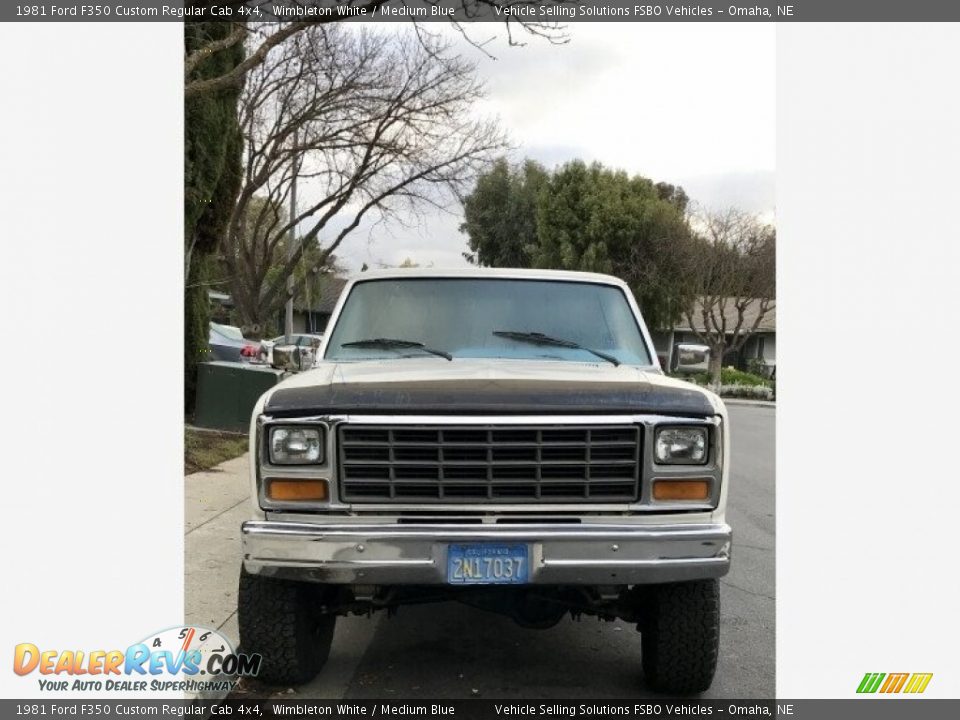 1981 Ford F350 Custom Regular Cab 4x4 Wimbleton White / Medium Blue Photo #7