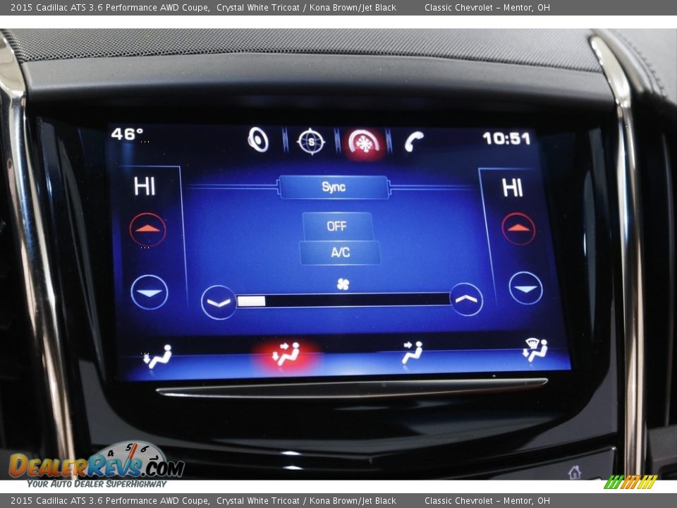 2015 Cadillac ATS 3.6 Performance AWD Coupe Crystal White Tricoat / Kona Brown/Jet Black Photo #12