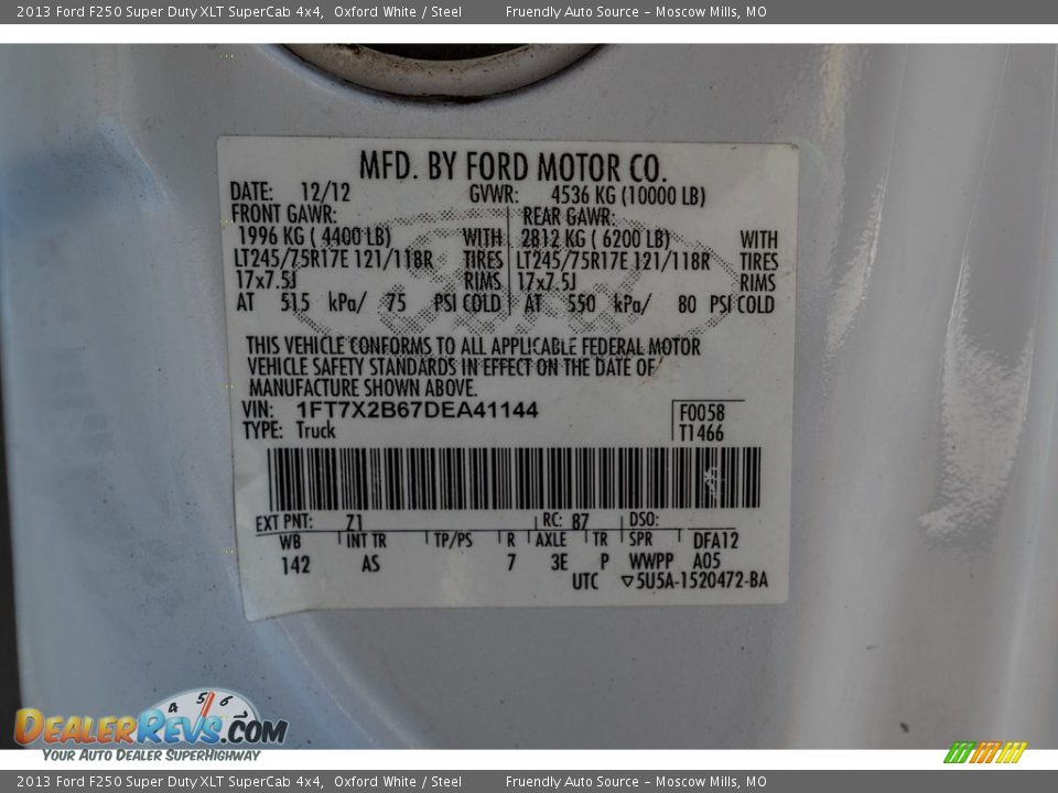 2013 Ford F250 Super Duty XLT SuperCab 4x4 Oxford White / Steel Photo #34