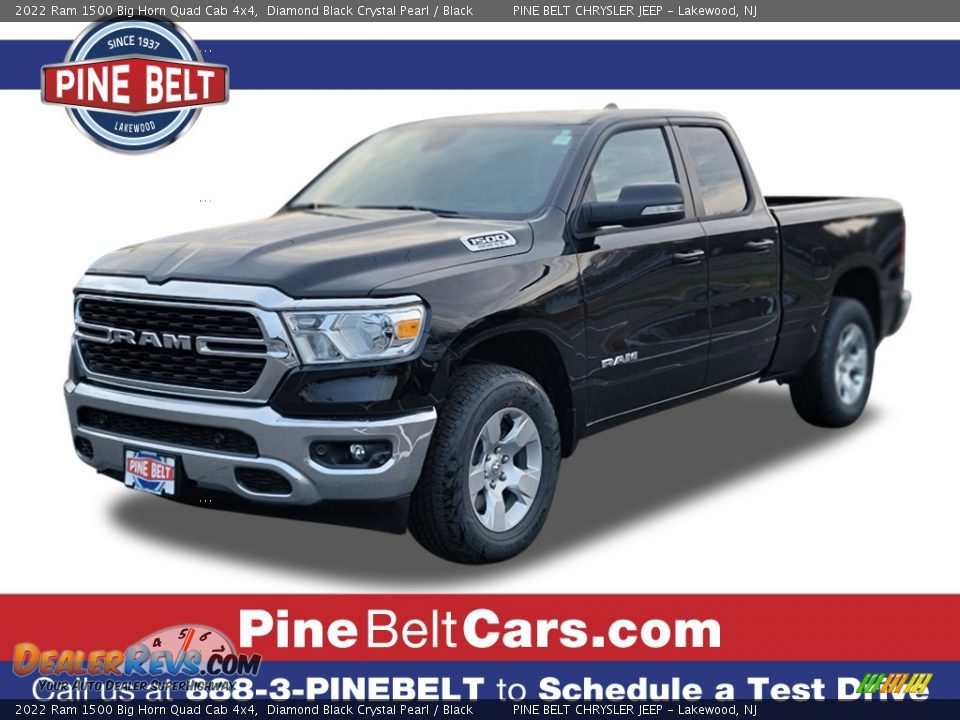 2022 Ram 1500 Big Horn Quad Cab 4x4 Diamond Black Crystal Pearl / Black Photo #1