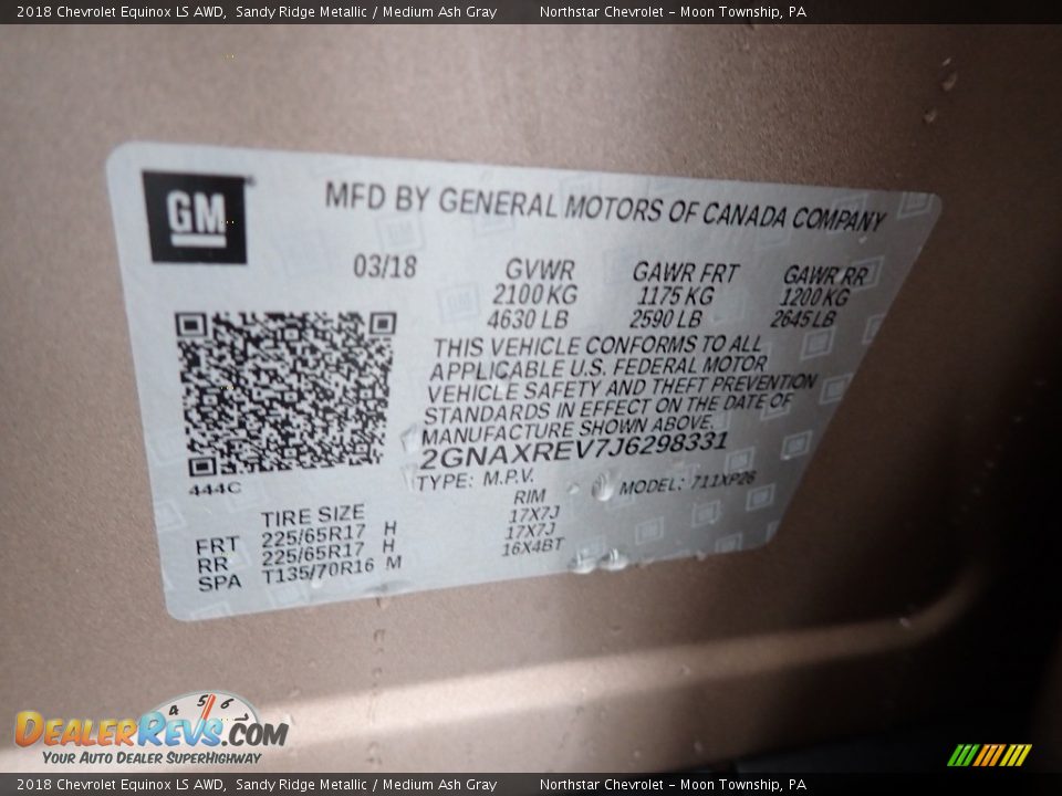 2018 Chevrolet Equinox LS AWD Sandy Ridge Metallic / Medium Ash Gray Photo #28