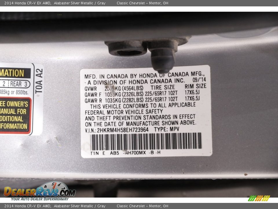2014 Honda CR-V EX AWD Alabaster Silver Metallic / Gray Photo #20