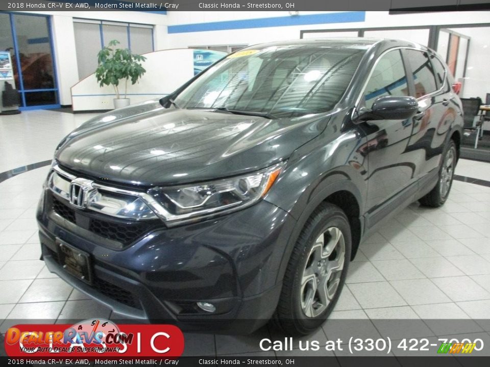 2018 Honda CR-V EX AWD Modern Steel Metallic / Gray Photo #1