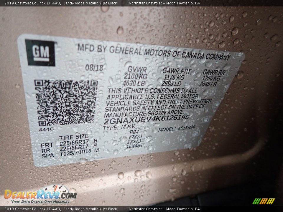 2019 Chevrolet Equinox LT AWD Sandy Ridge Metallic / Jet Black Photo #28