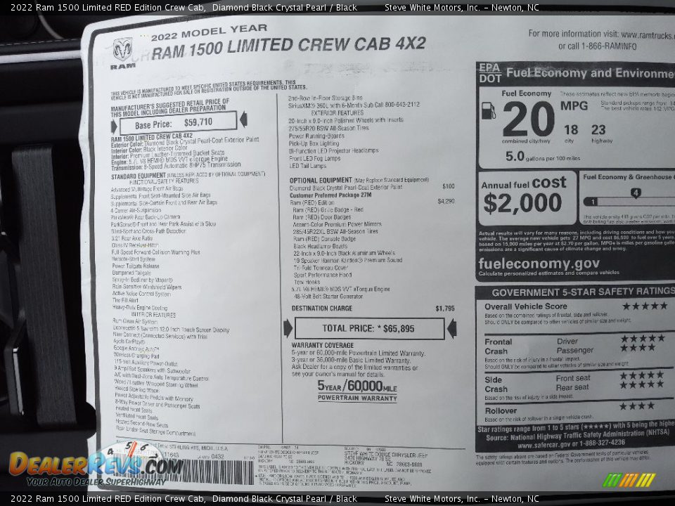 2022 Ram 1500 Limited RED Edition Crew Cab Window Sticker Photo #33