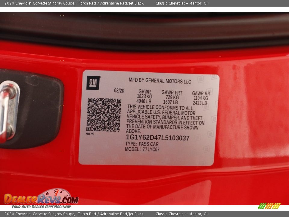 2020 Chevrolet Corvette Stingray Coupe Torch Red / Adrenaline Red/Jet Black Photo #23