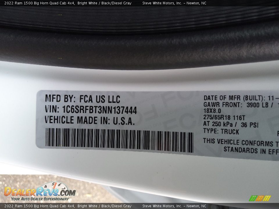 2022 Ram 1500 Big Horn Quad Cab 4x4 Bright White / Black/Diesel Gray Photo #29