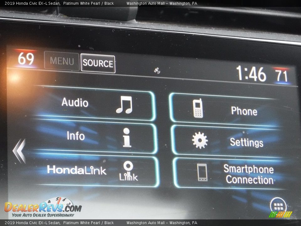 2019 Honda Civic EX-L Sedan Platinum White Pearl / Black Photo #17