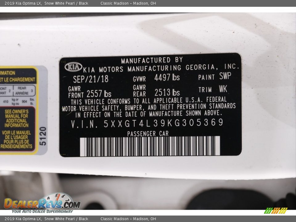 2019 Kia Optima LX Snow White Pearl / Black Photo #19