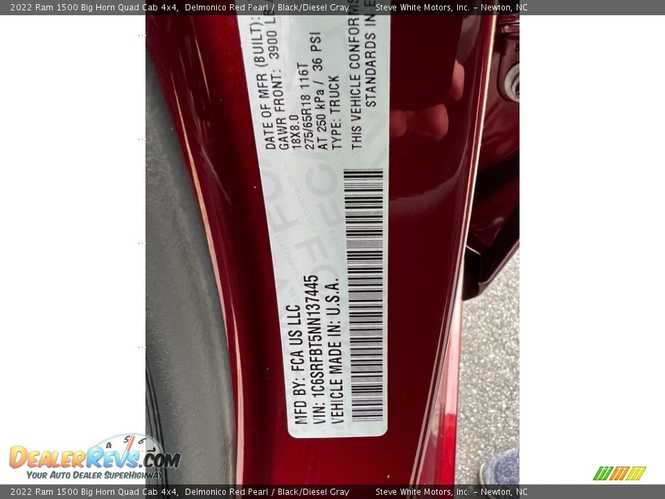 2022 Ram 1500 Big Horn Quad Cab 4x4 Delmonico Red Pearl / Black/Diesel Gray Photo #29