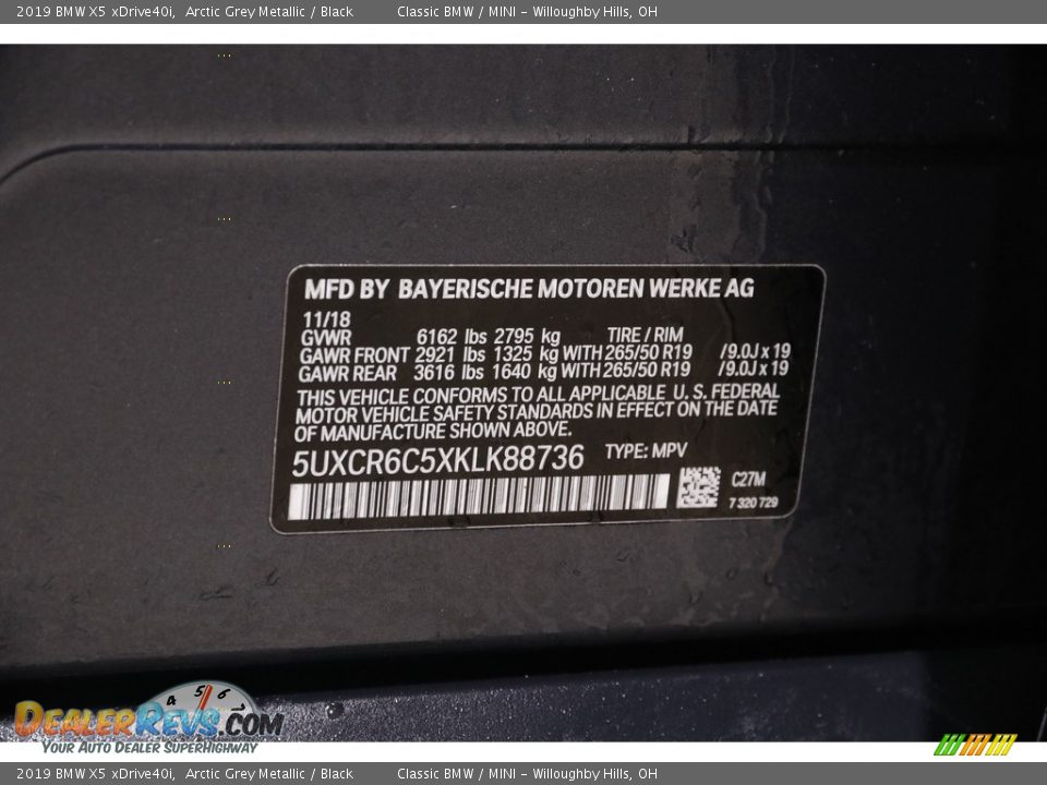 2019 BMW X5 xDrive40i Arctic Grey Metallic / Black Photo #24