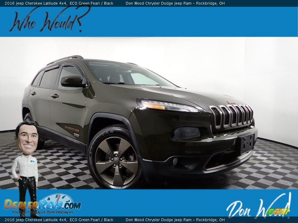 2016 Jeep Cherokee Latitude 4x4 ECO Green Pearl / Black Photo #1