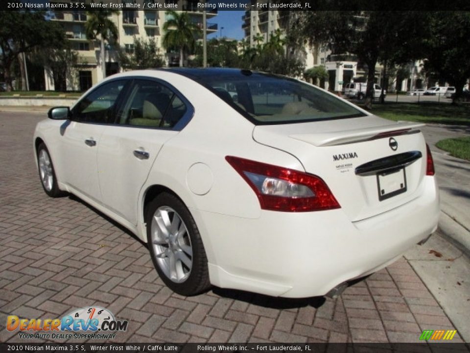 2010 Nissan Maxima 3.5 S Winter Frost White / Caffe Latte Photo #5