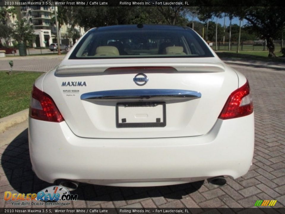 2010 Nissan Maxima 3.5 S Winter Frost White / Caffe Latte Photo #7