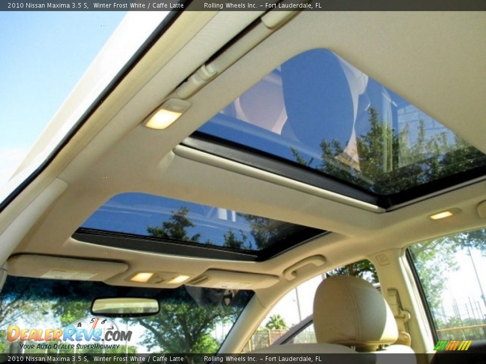 2010 Nissan Maxima 3.5 S Winter Frost White / Caffe Latte Photo #8