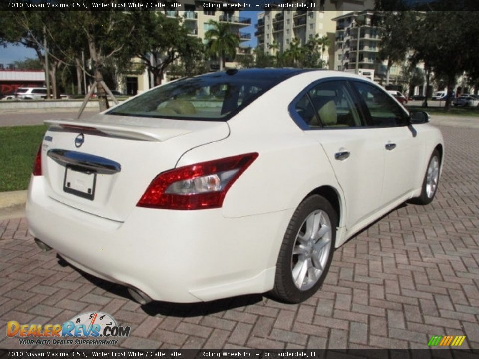 2010 Nissan Maxima 3.5 S Winter Frost White / Caffe Latte Photo #9