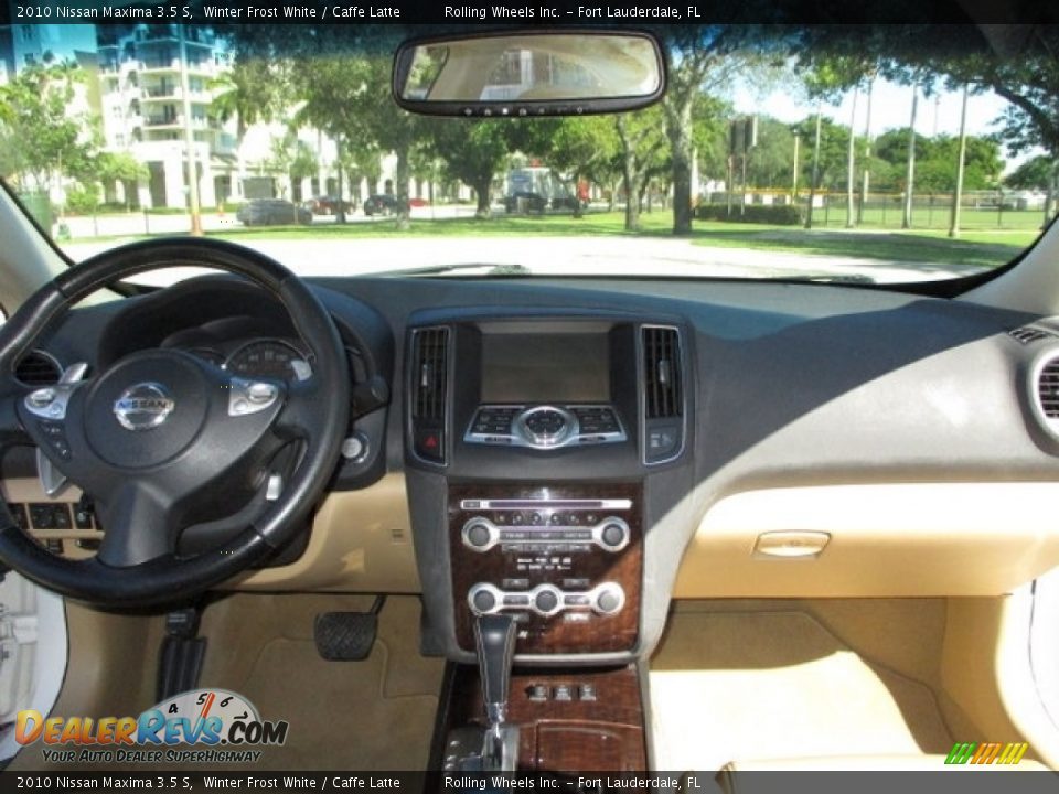 2010 Nissan Maxima 3.5 S Winter Frost White / Caffe Latte Photo #12