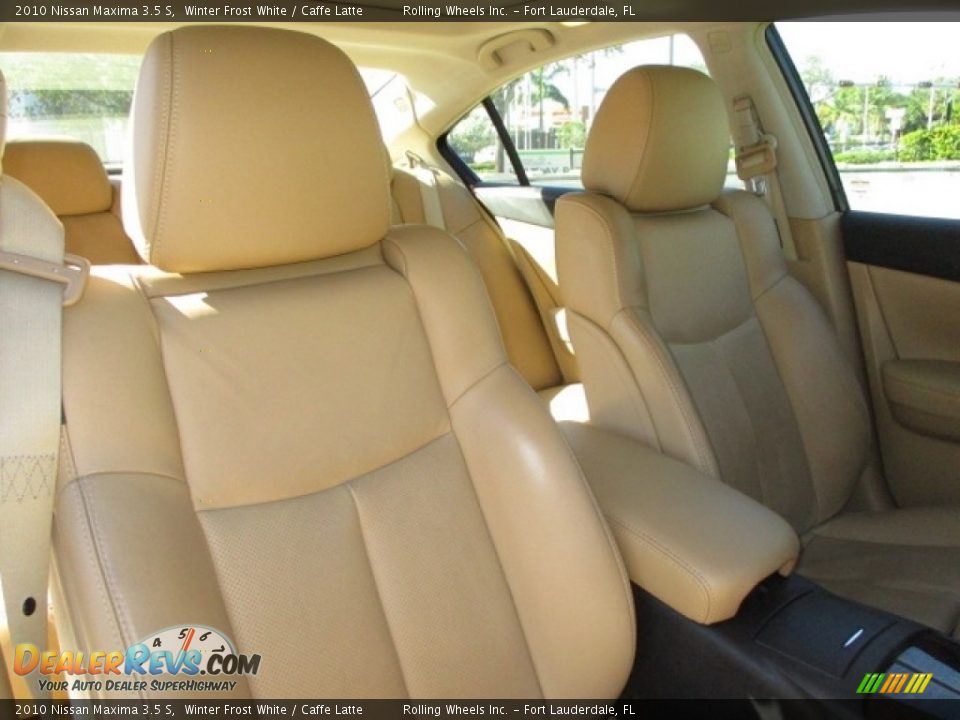 2010 Nissan Maxima 3.5 S Winter Frost White / Caffe Latte Photo #14