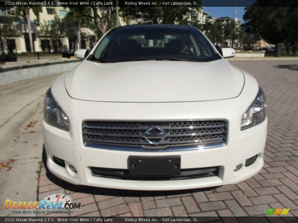 2010 Nissan Maxima 3.5 S Winter Frost White / Caffe Latte Photo #15
