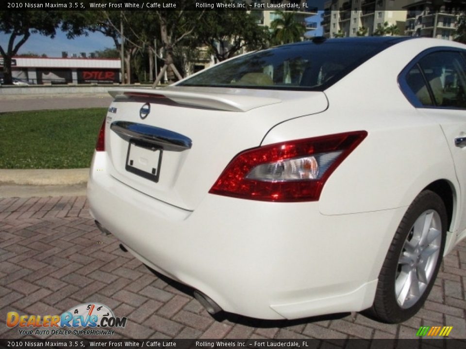 2010 Nissan Maxima 3.5 S Winter Frost White / Caffe Latte Photo #20