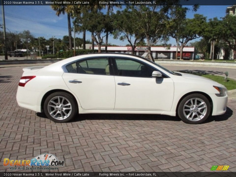 2010 Nissan Maxima 3.5 S Winter Frost White / Caffe Latte Photo #24