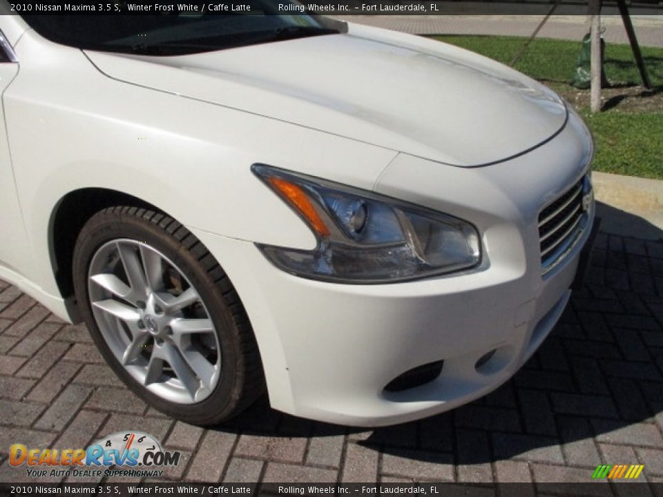 2010 Nissan Maxima 3.5 S Winter Frost White / Caffe Latte Photo #25