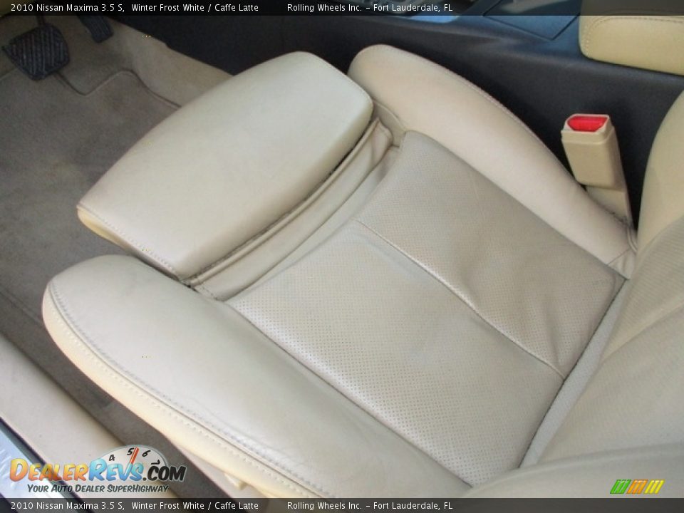 2010 Nissan Maxima 3.5 S Winter Frost White / Caffe Latte Photo #27
