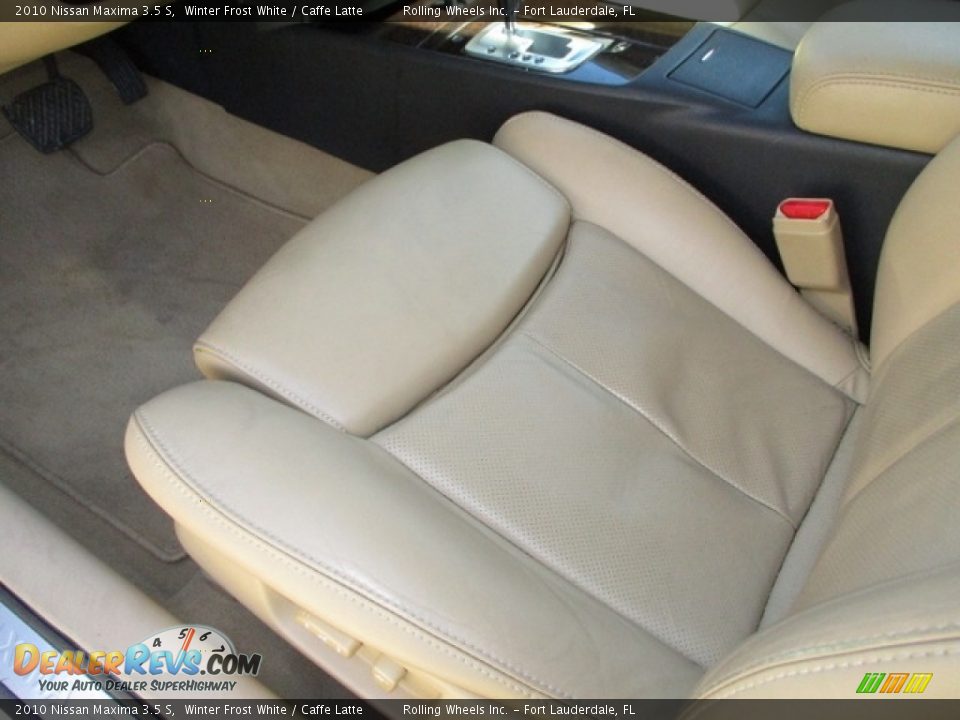 2010 Nissan Maxima 3.5 S Winter Frost White / Caffe Latte Photo #28
