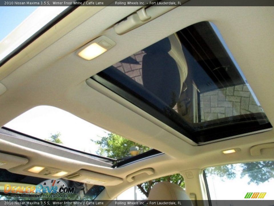 2010 Nissan Maxima 3.5 S Winter Frost White / Caffe Latte Photo #33