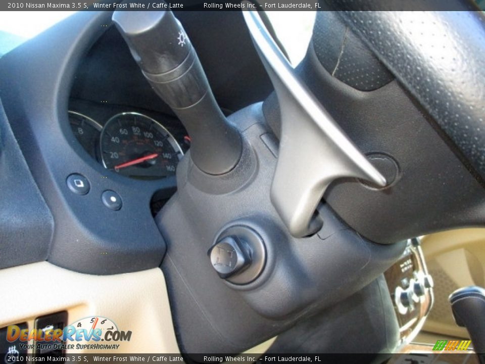2010 Nissan Maxima 3.5 S Winter Frost White / Caffe Latte Photo #35