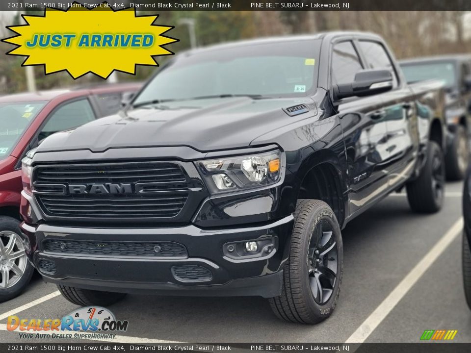 2021 Ram 1500 Big Horn Crew Cab 4x4 Diamond Black Crystal Pearl / Black Photo #1