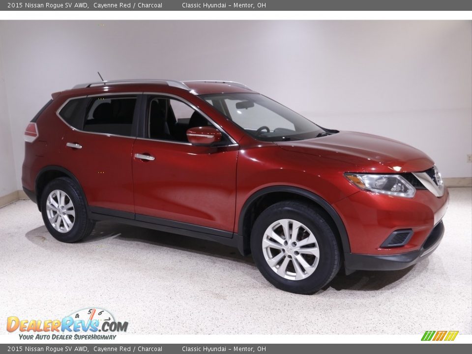 2015 Nissan Rogue SV AWD Cayenne Red / Charcoal Photo #1