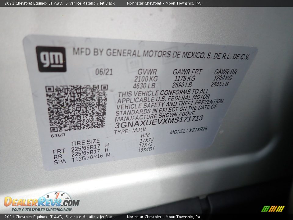2021 Chevrolet Equinox LT AWD Silver Ice Metallic / Jet Black Photo #28