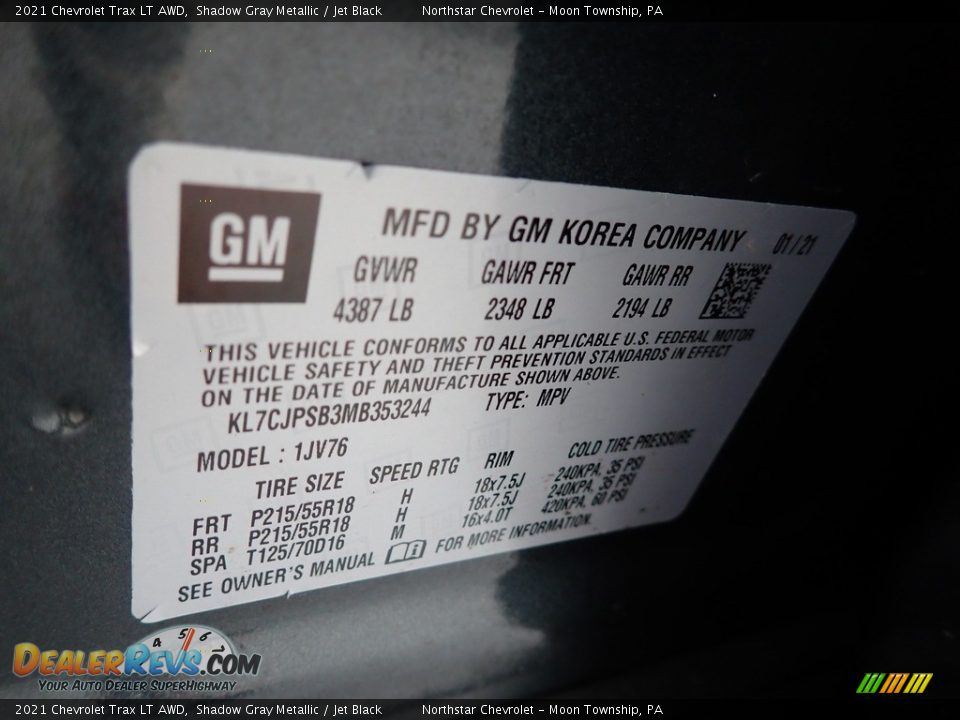 2021 Chevrolet Trax LT AWD Shadow Gray Metallic / Jet Black Photo #18