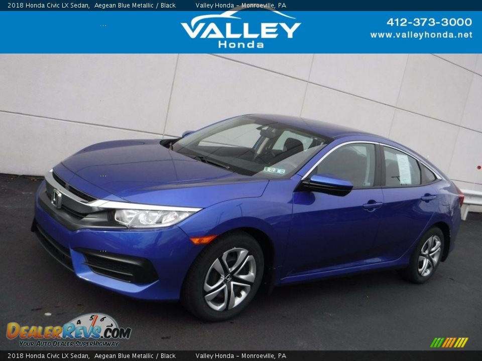 2018 Honda Civic LX Sedan Aegean Blue Metallic / Black Photo #1