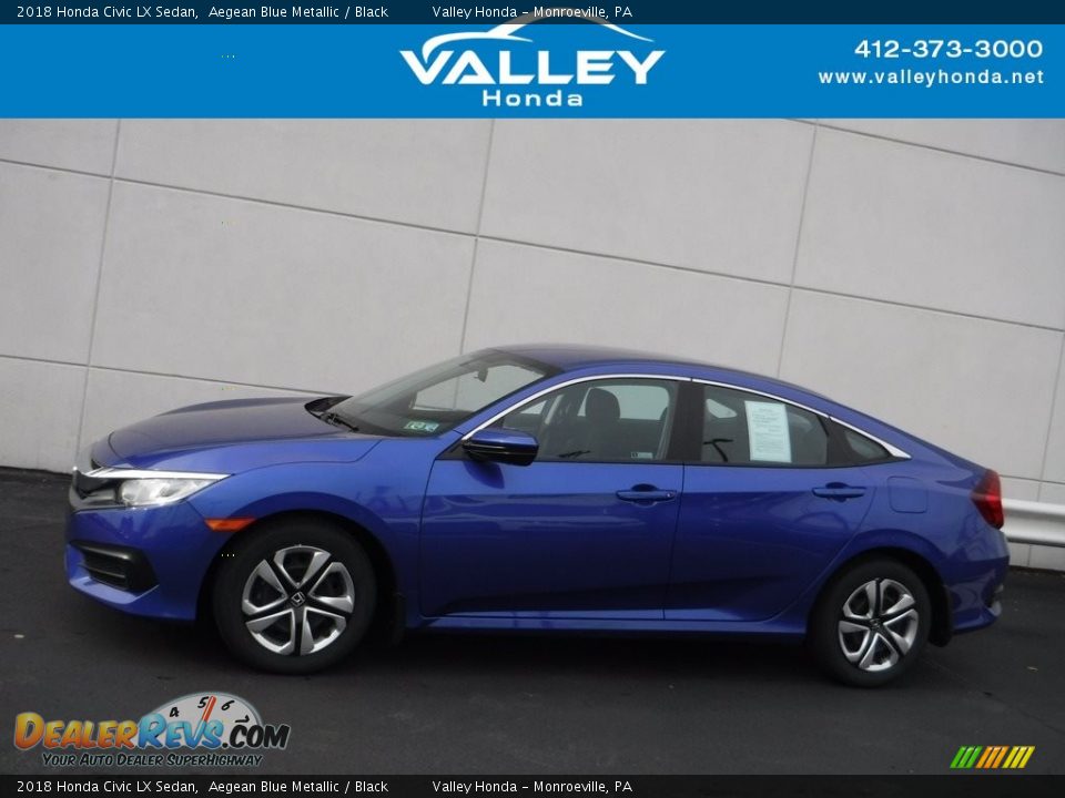 2018 Honda Civic LX Sedan Aegean Blue Metallic / Black Photo #2