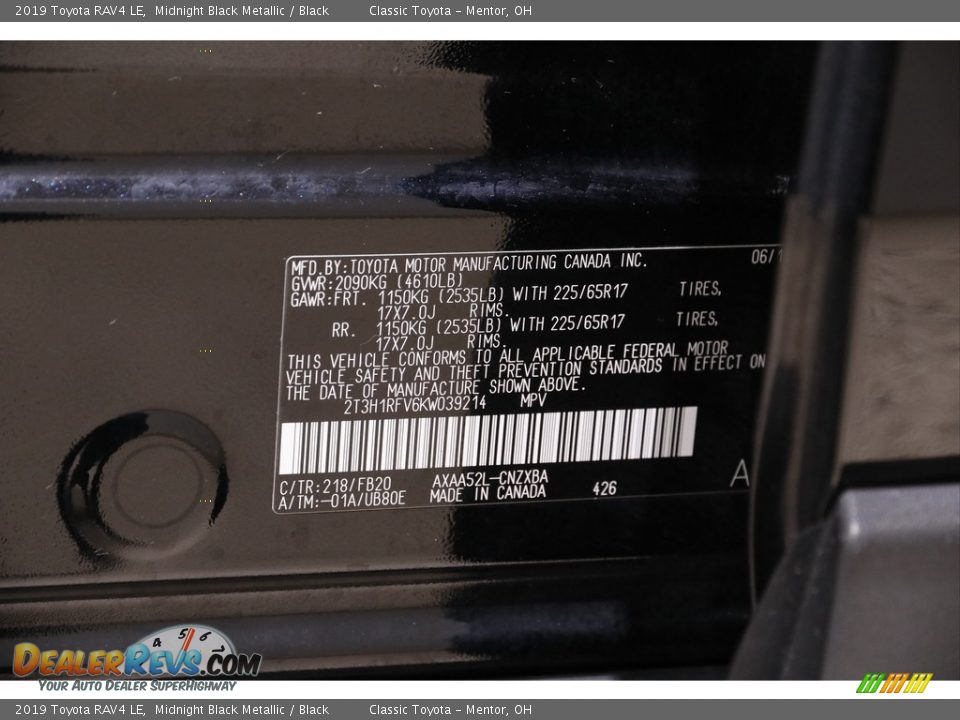 2019 Toyota RAV4 LE Midnight Black Metallic / Black Photo #19