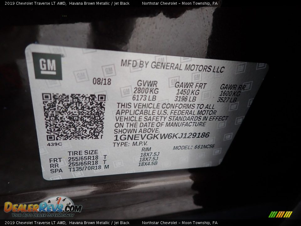 2019 Chevrolet Traverse LT AWD Havana Brown Metallic / Jet Black Photo #28