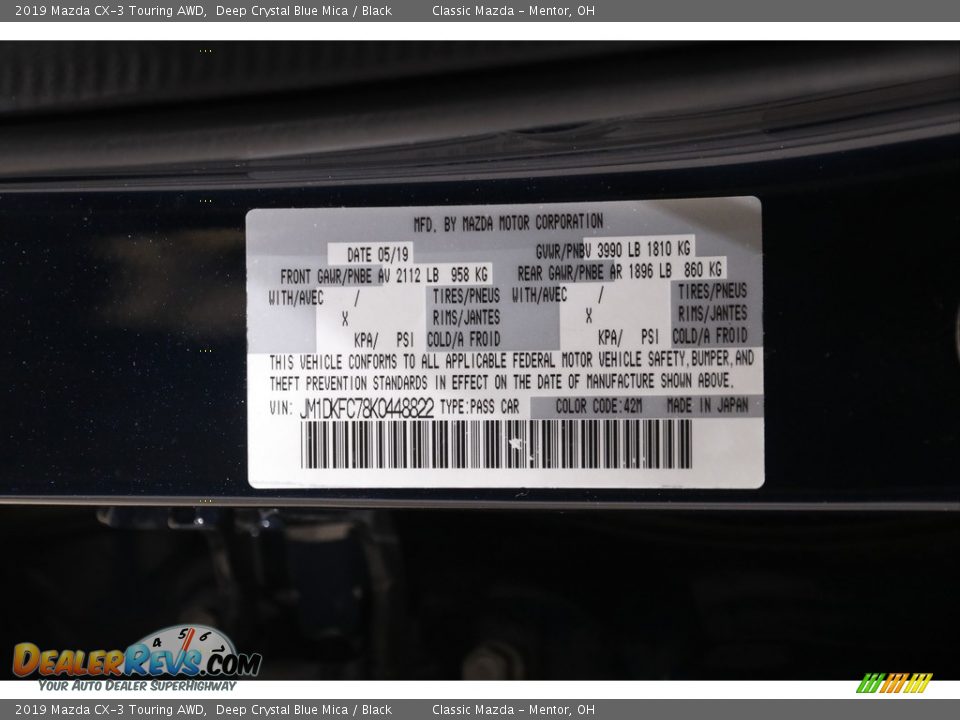 2019 Mazda CX-3 Touring AWD Deep Crystal Blue Mica / Black Photo #20