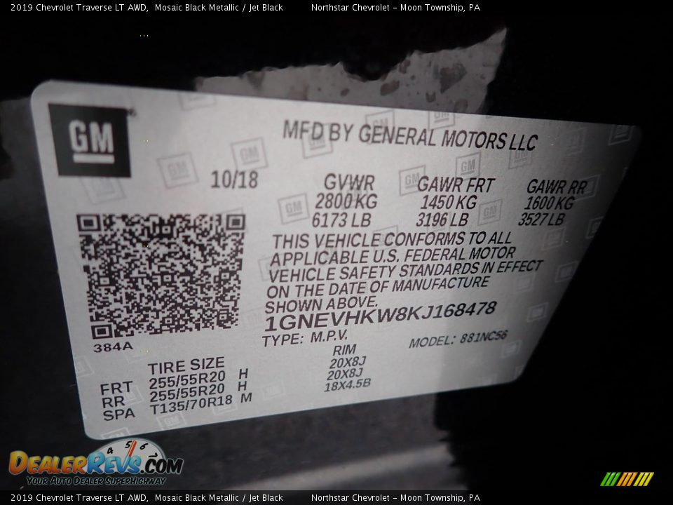 2019 Chevrolet Traverse LT AWD Mosaic Black Metallic / Jet Black Photo #28