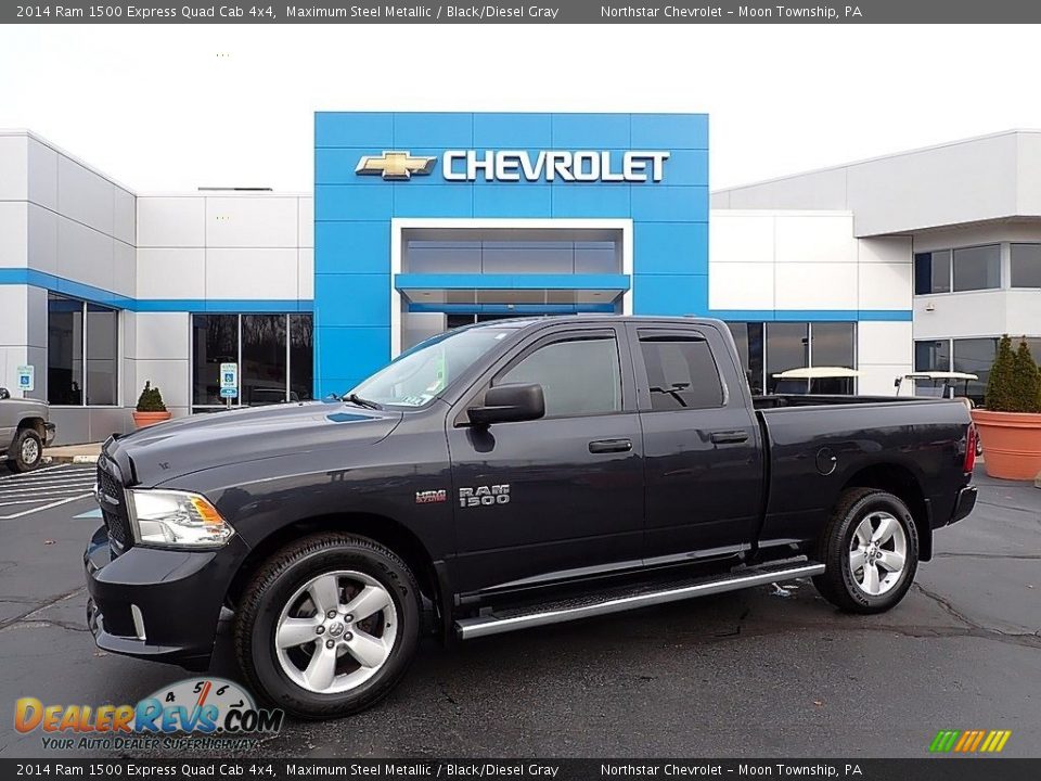 2014 Ram 1500 Express Quad Cab 4x4 Maximum Steel Metallic / Black/Diesel Gray Photo #1