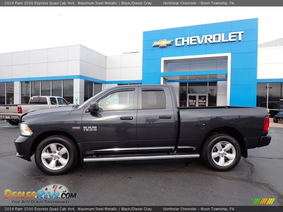 2014 Ram 1500 Express Quad Cab 4x4 Maximum Steel Metallic / Black/Diesel Gray Photo #3