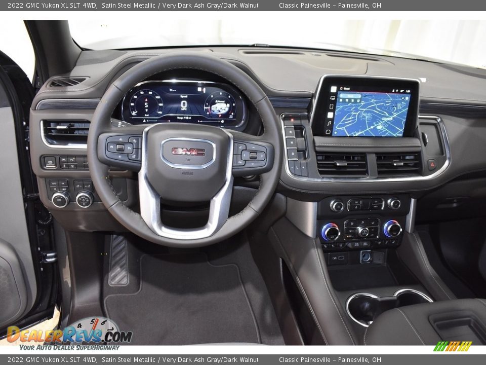 2022 GMC Yukon XL SLT 4WD Satin Steel Metallic / Very Dark Ash Gray/Dark Walnut Photo #14